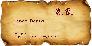 Mencs Betta névjegykártya
